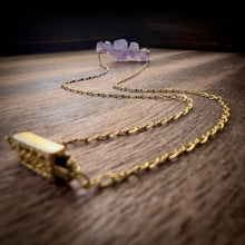 Load image into Gallery viewer, Purple Fluorite Cluster Gold Necklace
