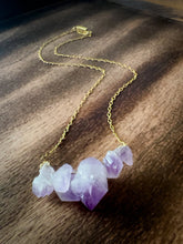 Load image into Gallery viewer, Purple Fluorite Cluster Gold Necklace
