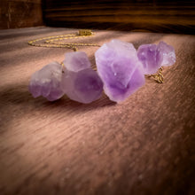 Load image into Gallery viewer, Purple Fluorite Cluster Gold Necklace
