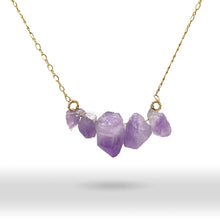 Load image into Gallery viewer, Purple Fluorite Cluster Gold Necklace
