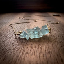 Load image into Gallery viewer, Aquamarine Cluster Gold Necklace
