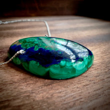 Load image into Gallery viewer, 85-carat Peruvian Azurite Malachite Chrysocolla Pendant Necklace
