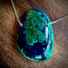 Load image into Gallery viewer, 85-carat Peruvian Azurite Malachite Chrysocolla Pendant Necklace
