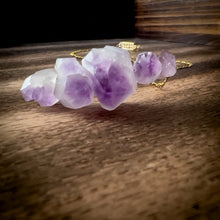 Load image into Gallery viewer, Purple Fluorite Cluster Gold Necklace
