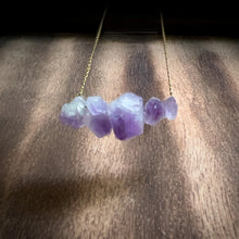 Load image into Gallery viewer, Purple Fluorite Cluster Gold Necklace
