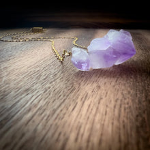 Load image into Gallery viewer, Purple Fluorite Cluster Gold Necklace
