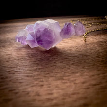 Load image into Gallery viewer, Purple Fluorite Cluster Gold Necklace
