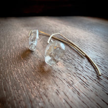 Load image into Gallery viewer, Rutilated Quartz Gold Teardrop Earrings
