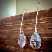 Load image into Gallery viewer, Rutilated Quartz Gold Teardrop Earrings
