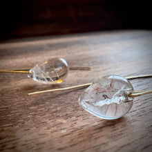 Load image into Gallery viewer, Rutilated Quartz Gold Teardrop Earrings
