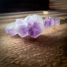 Load image into Gallery viewer, Purple Fluorite Cluster Gold Necklace
