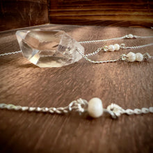 Load image into Gallery viewer, Double-Terminated Herkimer Diamond + Freshwater Pearl Sterling Silver Pendant Necklace
