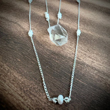 Load image into Gallery viewer, Double-Terminated Herkimer Diamond + Freshwater Pearl Sterling Silver Pendant Necklace
