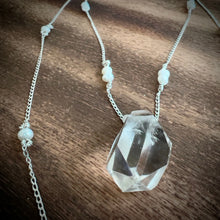 Load image into Gallery viewer, Double-Terminated Herkimer Diamond + Freshwater Pearl Sterling Silver Pendant Necklace
